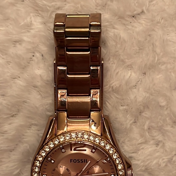 Fossil Womens Riley Multifunction Watch Crystals Rose Gold main image 8